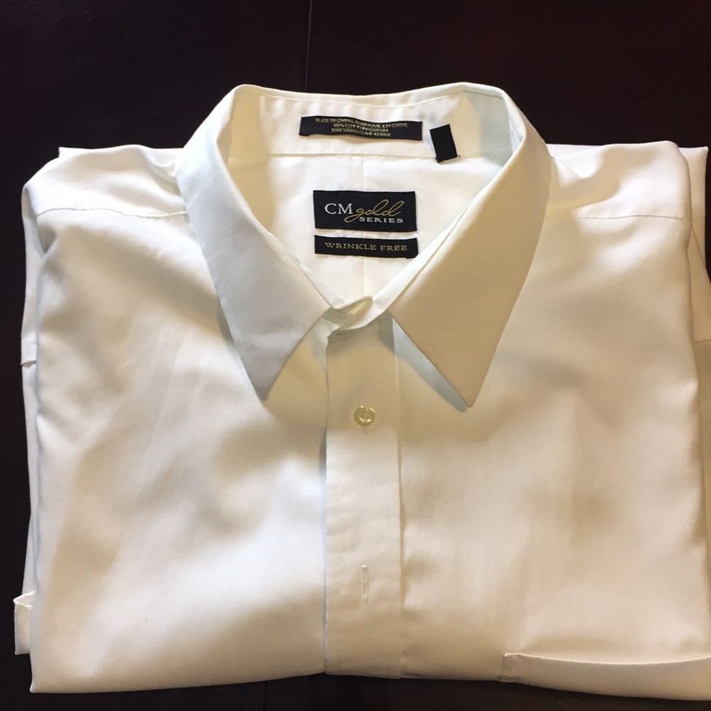 CM Gold White Button Down Long Sleeve Shirt